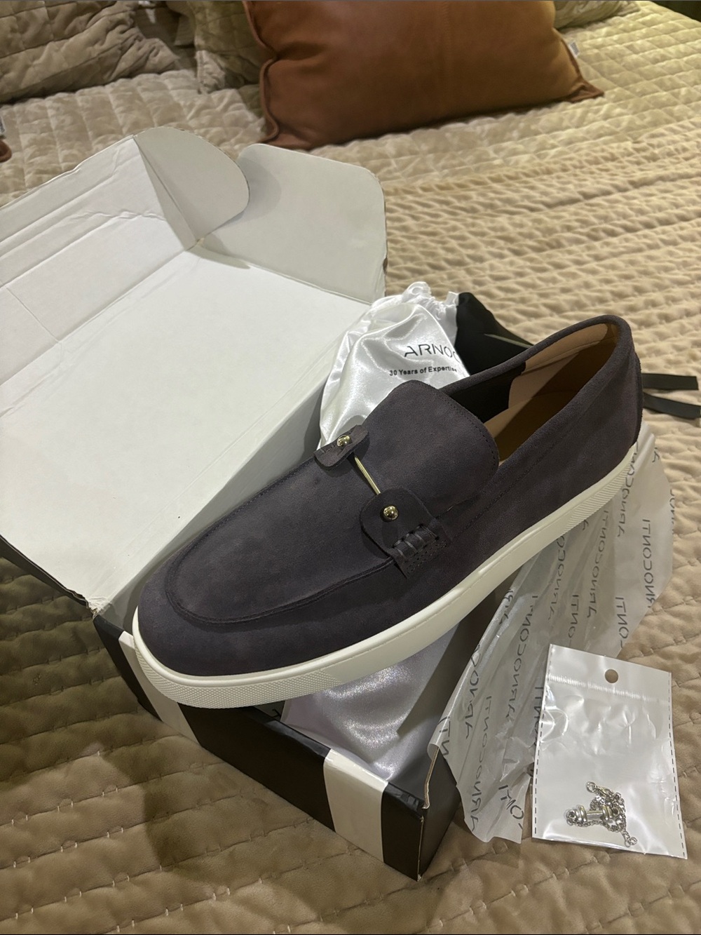 Arno Conti Charcoal Suede Slip-On Loafer/Boat shoes